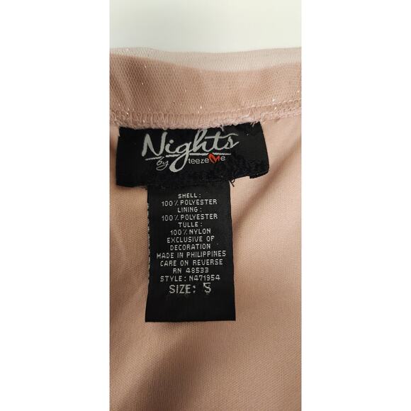 Nights By Teeze Me Glittery Pink Sleeveless Strapless Gown Size 5 - Picture 6 of 6